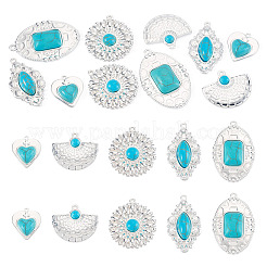 10Pcs 5 Styles Dyed Synthetic Turquoise Pendants&nbsp;STAS-TA0006-20