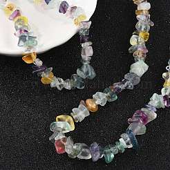 Natural Fluorite Chips Beaded Necklace&nbsp;NJEW-FZ00004-08