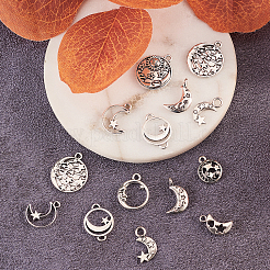 100Pcs 10 Styles Tibetan Style Alloy Ring Pendants&nbsp;TIBEP-CJ0001-47