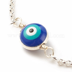 Enamel Evil Eye Link Bracelet with 304 Stainless Steel Rolo Chains for Women&nbsp;BJEW-JB08156