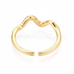Brass Micro Pave Cubic Zirconia Cuff Rings for Women&nbsp;KK-T071-66G