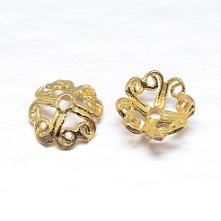 Real 18K Gold Plated 4-Petal 925 Sterling Silver Bead Caps&nbsp;STER-M100-07