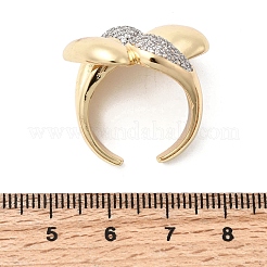 Brass Micro Pave Clear Cubic Zirconia Cuff Rings for Women&nbsp;RJEW-H262-01G