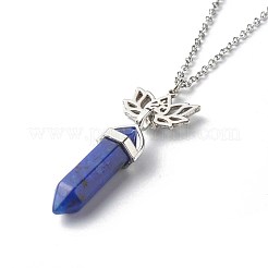 Bullet Natural Mixed Stone Pendant Necklaces&nbsp;NJEW-JN03602