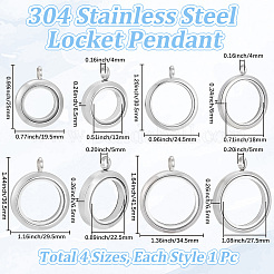 4Pcs 4 Styles Stainless Steel Locket Pendants&nbsp;STAS-BBC0010-32