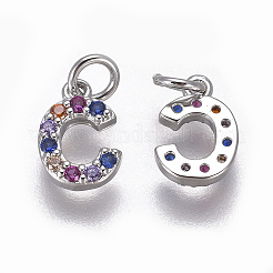 Brass Micro Pave Cubic Zirconia Charms&nbsp;ZIRC-L070-38C-P