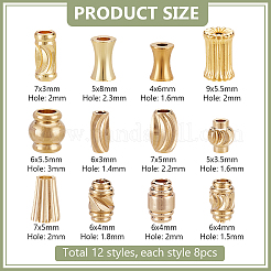 96Pcs 12 Styles Brass Corrugated Beads&nbsp;FIND-PH0022-40