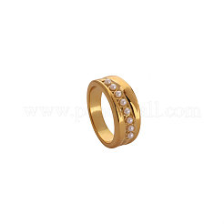 304 Stainless Steel & Imitation Pearl Finger Rings&nbsp;FS-WGF26B8-02