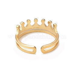 Crystal Rhinestone Crown Open Cuff Ring&nbsp;RJEW-I096-02G