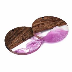Transparent Resin & Walnut Wood Pendants&nbsp;RESI-T035-35A
