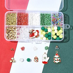 DIY Christmas Alloy Enamel & Acrylic & Glass Beads Bracelets Jewelry Making Kits&nbsp;DIY-FS0007-03