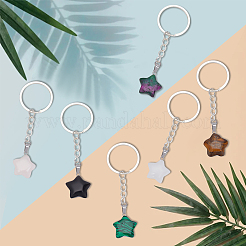 8Pcs Star Gemstone Pendant Keychain&nbsp;KEYC-PH01501