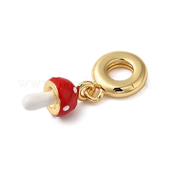 Rack Plating Brass Red Enamel European Dangle Charms&nbsp;KK-P279-38G