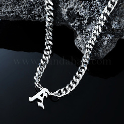 304 Stainless Steel Initial Pendant Cuban Link Chain Necklaces&nbsp;FS-WGB15F2-01