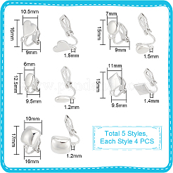 20Pcs 5 Styles Alloy Clip-on Earring Findings&nbsp;FIND-UN0002-38P