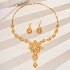 Extravagant Alloy Flower Teardrop Pendant Necklace & Dangle Earrings Sets for Women Wedding&nbsp;AA6460