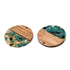 Transparent Resin & Walnut Wood Pendants&nbsp;RESI-TAC0017-75-A02