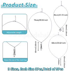 3Pcs 3 Styles 304 Stainless Steel Macrame Pouch Cable Chain Necklace Making&nbsp;NJEW-FH00004