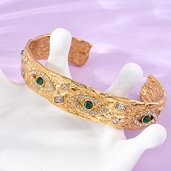 304 Stainless Steel Rhinestone Cuff Bangles for Women&nbsp;BJEW-R026-01G