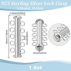 1 Set Sterling Silver Slide Lock Clasps&nbsp;STER-GA0001-42A-S
