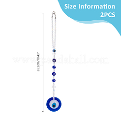 Flat Round with Evil Eye Resin Hanging Decoration&nbsp;HJEW-FH00038