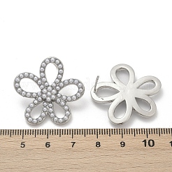 Flower Brass ABS Imitation Pearl Stud Earrings&nbsp;EJEW-M082-07P