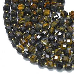 Dyed Natural Yellow Blue Tiger Eye Beads Strands&nbsp;G-K389-A34-01