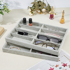 8 Grids Wood Cover with Velvet Multifunction Jewelry Display Trays for Earrings Rings Bracelets Necklaces Sunglasses&nbsp;ODIS-WH0099-131