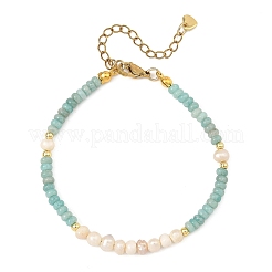 Natural Amazonite & Natural Cultured Freshwater Pearl Bead Bracelets & Necklaces Sets&nbsp;SJEW-JS01386