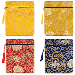 4Pcs 4 Colors Ethnic Style Silk Sutra Book Zipper Pouch&nbsp;ABAG-GA0001-27