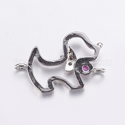Brass Micro Pave Cubic Zirconia Puppy Links connectors&nbsp;LS-ZIRC-G125-02A-P