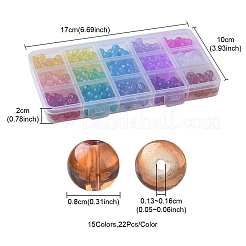 330Pcs 15 Colors Baking Paint Glass Beads Strands&nbsp;DGLA-YW0001-08