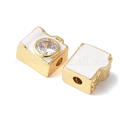Brass Pave Clear Cubic Zirconia Beads&nbsp;KK-H449-86G-01