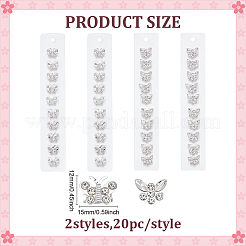 40Pcs 2 Styles Butterfly Alloy Rhinestone Hair Fastener for Women Girls Hairstyling&nbsp;OHAR-ME0001-02