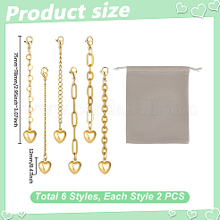 12Pcs 6 Style Stainless Steel End with Chains&nbsp;FIND-UN00029