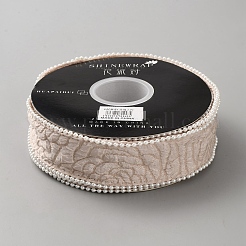 Polyester with Plastic Imitation Pearl Ribbon&nbsp;OCOR-WH20013-028B