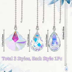 3Pcs 3 Styles Glass Charms Ceiling Fan Pull Chain Extenders&nbsp;HJEW-SP0001-81