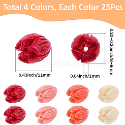 100Pcs 4 Colors Dyed Synthetic Coral Beads&nbsp;CORA-SP0001-19