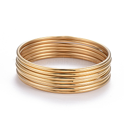 7Pcs 201 Stainless Steel Plain Bangle Sets for Women&nbsp;X-BJEW-L664-022C-G02
