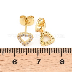 Brass Micro Pave Clear Cubic Zirconia Stud Earrings&nbsp;EJEW-F405-18G