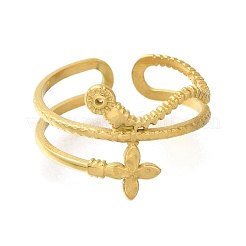 Ion Plating(IP) 304 Stainless Steel Cuff Rings for Women&nbsp;RJEW-U017-03G