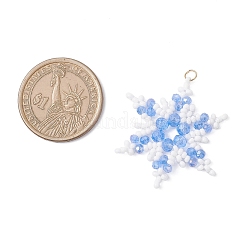 Glass Seed Beaded Snowflake Pendants&nbsp;PALLOY-MZ00890-01