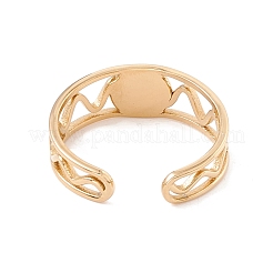 Natural Gemstone Half Round Open Cuff Ring&nbsp;RJEW-B039-04G