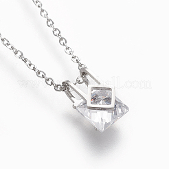 304 Stainless Steel Initial Pendant Necklaces&nbsp;NJEW-O118-34