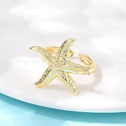 Ocean Theme Brass Cuff Rings&nbsp;RJEW-C135-01G-16
