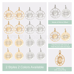 16Pcs 4 Style 201 Stainless Steel Pendants&nbsp;STAS-DC0004-50