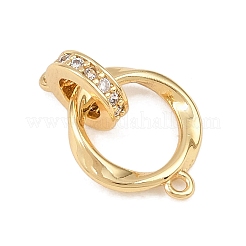 Brass Micro Pave Clear Cubic Zirconia Twisted Ring Links&nbsp;KK-G544-45G