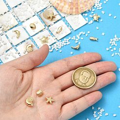 12Pcs 6 Styles Rack Plating Brass Beads&nbsp;KK-CJ0005-86