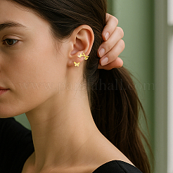 4Pcs 2 Colors Brass Micro Pave Clear Cubic Zirconia Cuff Earrings&nbsp;EJEW-HY0001-26