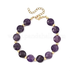 Natural Amethyst & Brass Spacer Beads Beaded Bracelets for Women&nbsp;BJEW-JB14112-02